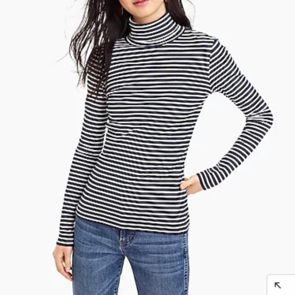 J.CREW Perfect-fit turtleneck top striped Navy Size XXS long sleeve base layer - Picture 1 of 7